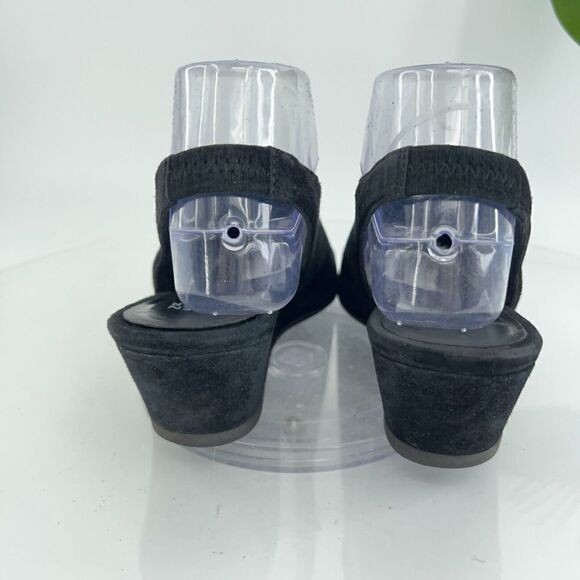 Eileen Fisher Women's Clay Sandal Size 7.5 Wedge Heel Slingback Black Leather - Picture 9 of 13